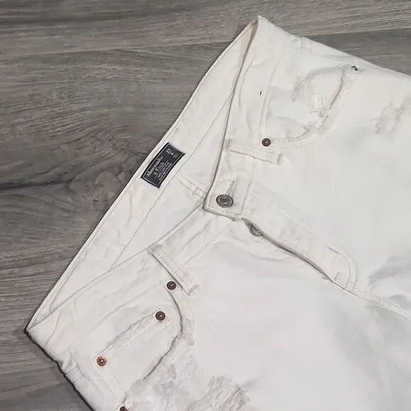 Abercrombie & Fitch Ames Low Rise Slim Destroyed Boyfriend White Jeans - Picture 6 of 9